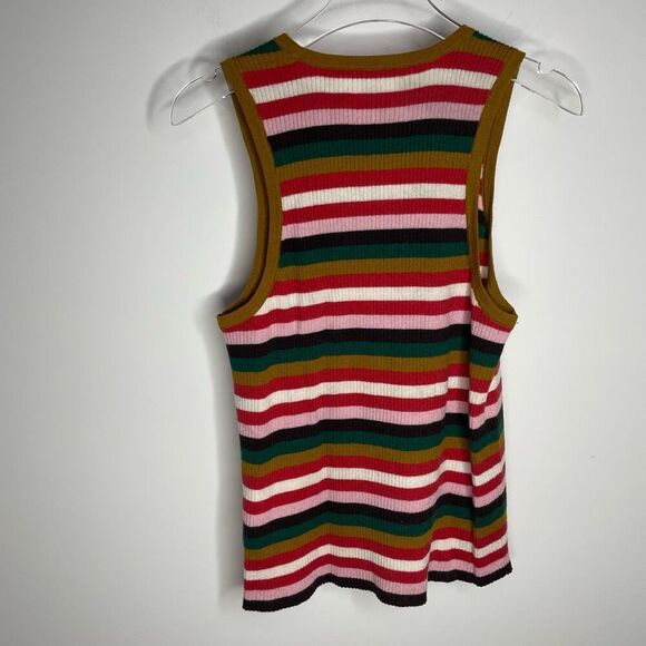 Madewell Women's Red Cognac Tan Stripe Bayford Sweater Tank Top Size M Med read - Picture 7 of 7